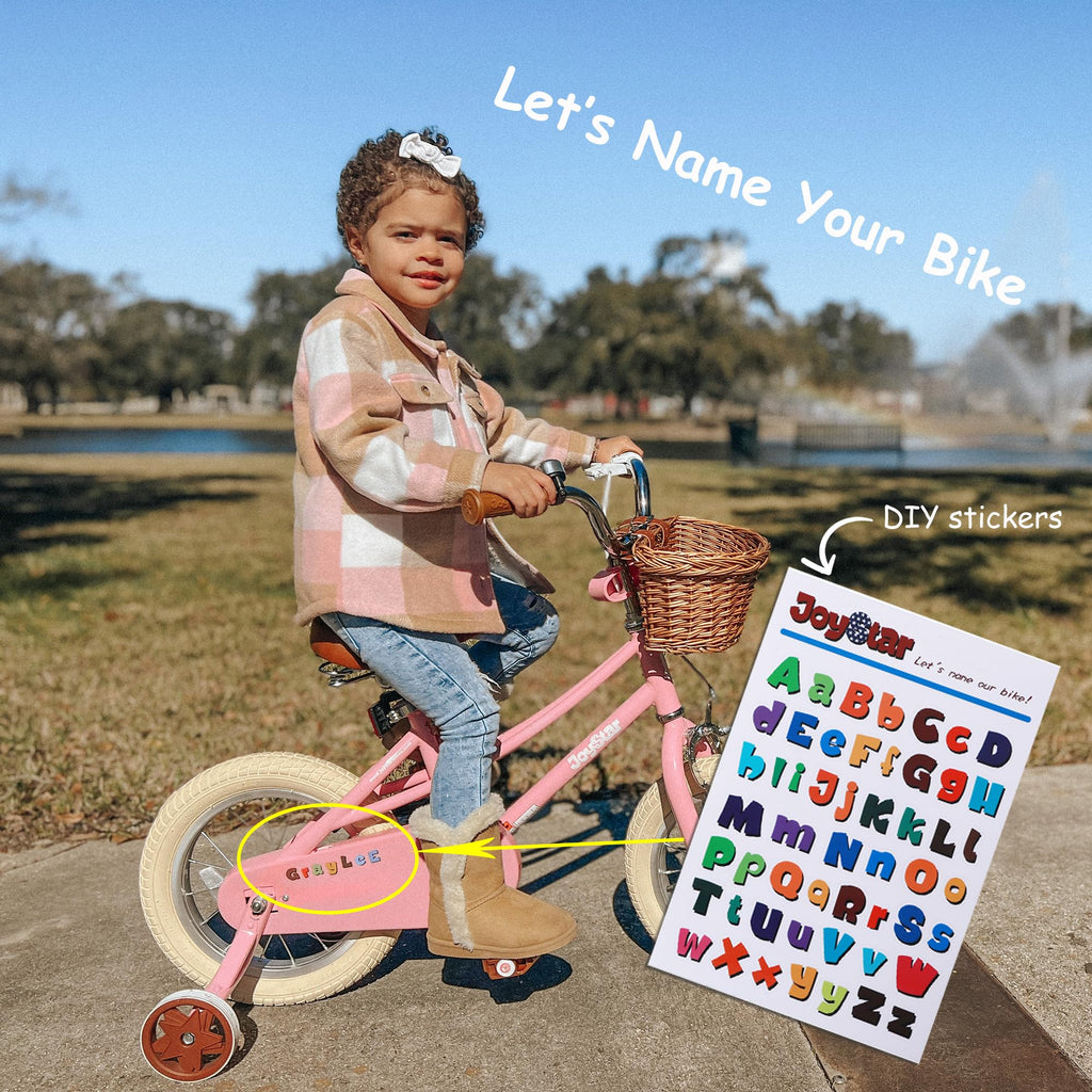 Joystar 14 Inch Kids Bike For Toddlers 3-5 Years (39''-47'') Girls, Girls Bike With Training Wheels & Basket, Kids' Bicycle Pink
