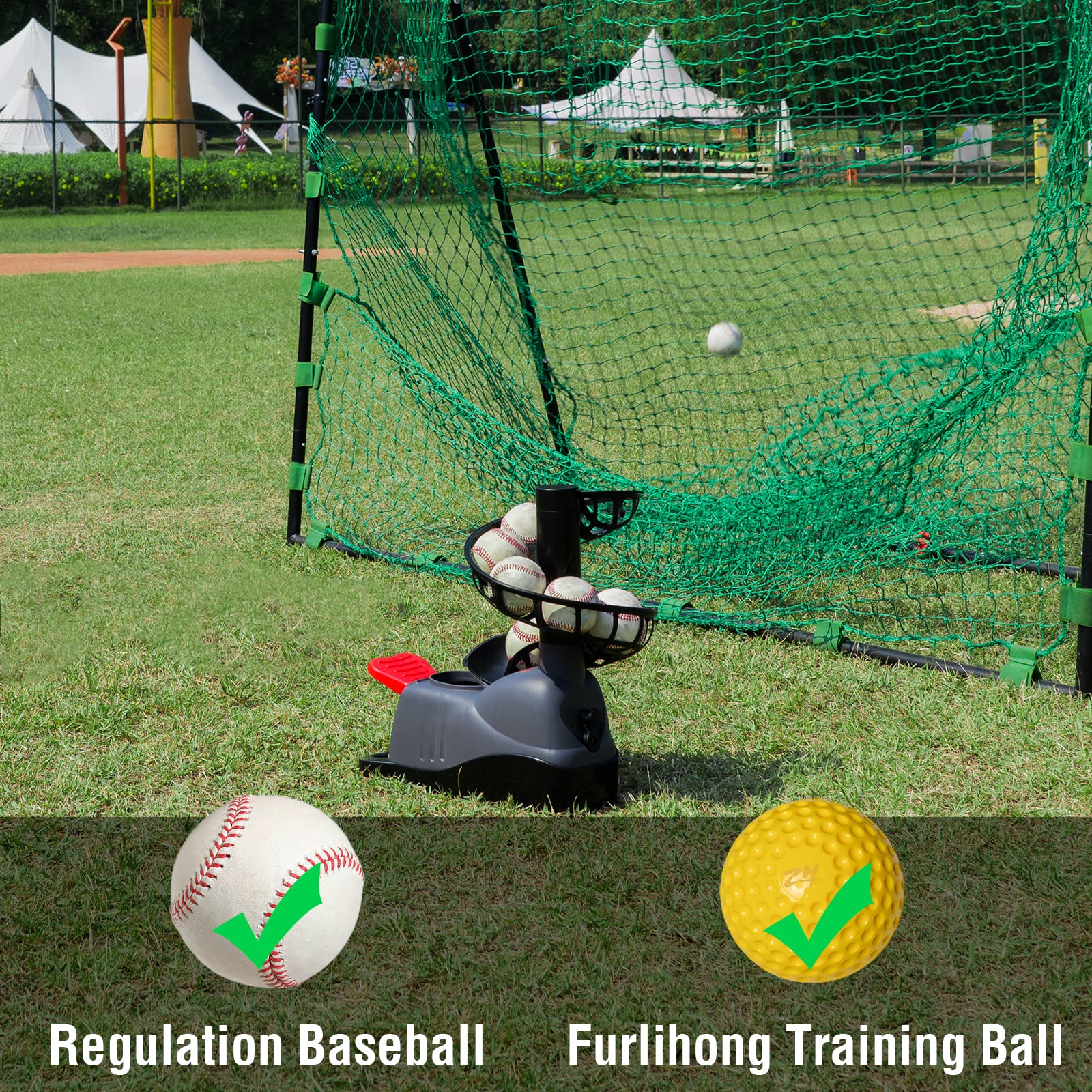 Furlihong 898Bh Baseball Soft Toss Machine, Angle Adjustable, Step On Paddle And Release To Launch, No Power Supply Needed, Work