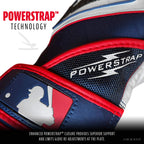 Franklin Sports Mlb Powerstrap Batting Gloves, Pearl/Navy/Red - Youth Medium