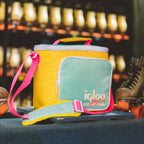 Igloo 90s Retro Collection Square Lunch Box Cooler with Front Pocket and Adjustable Strap,Yellow/Mint