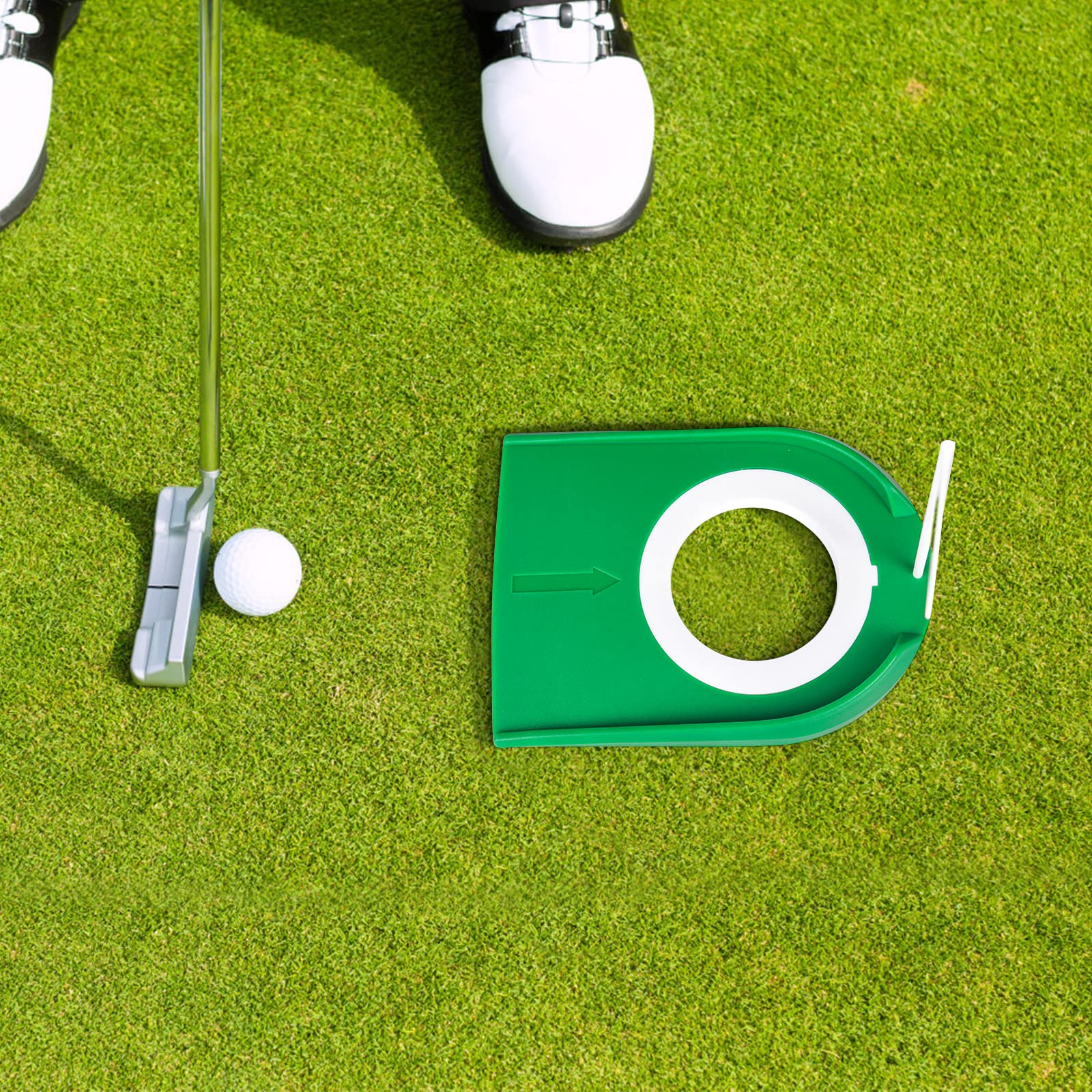 Hooqict 2 Pack Golf Putting Cup With Flag Indoor Practice Training Aids Plastic Golf Putting Hole Putter Regulation Cup For Kids
