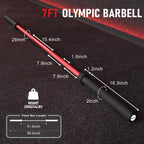 GarveeLife 7FT Olympic Barbell, Weight Bar For Weightlifting and Powerlifting, 45lb Olympic Bar with Needle Bearings & Brass Bus