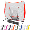 GoSports 7x7 ft Baseball & Softball Batting & Pitching Net with Strike Zone - Available in Team Colors - Red