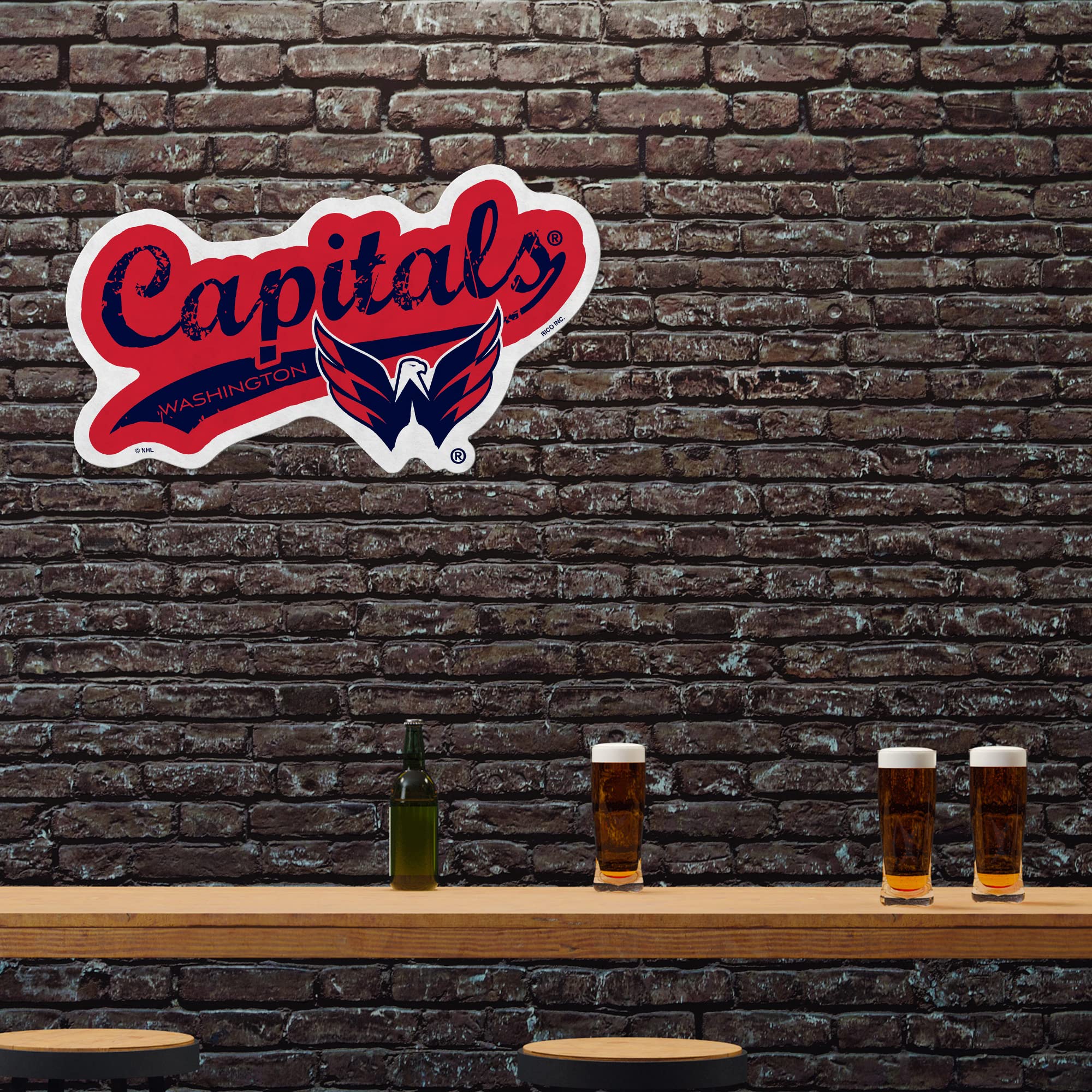 Rico Industries Nhl Washington Capitals Distressed Shape Cut Pennant - Home And Living Room D  Cor - Soft Felt Ez To Hang