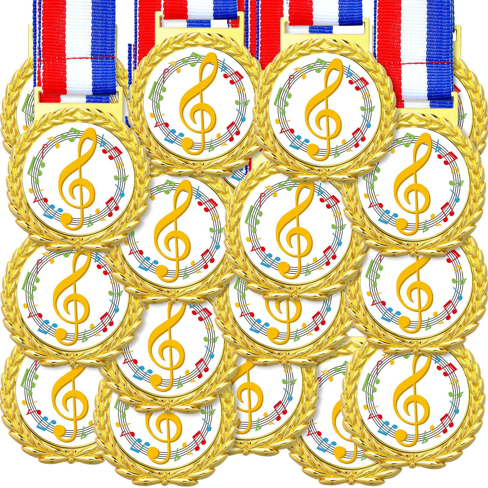 Loetere 30 Pcs Award Medal Bulk Gold Metal Medal with Neck Ribbon Winner Trophy Award Prize Gift for Education Prize, Tournament