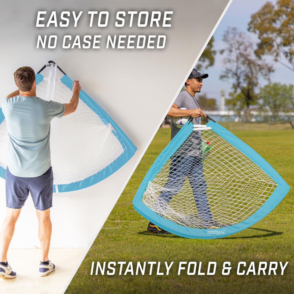 Gosports Team Tone 6 Ft X 4 Ft Portable Soccer Goal For Kids - Pop Up Net For Backyard - Light Blue