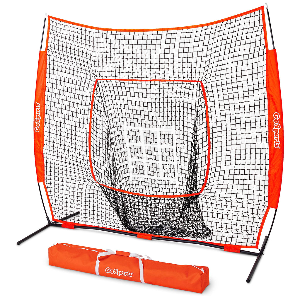 Gosports 7 Ft X 7 Ft Baseball & Softball Practice Hitting & Pitching Net With Bow Type Frame, Carry Bag And Strike Zone, Great F
