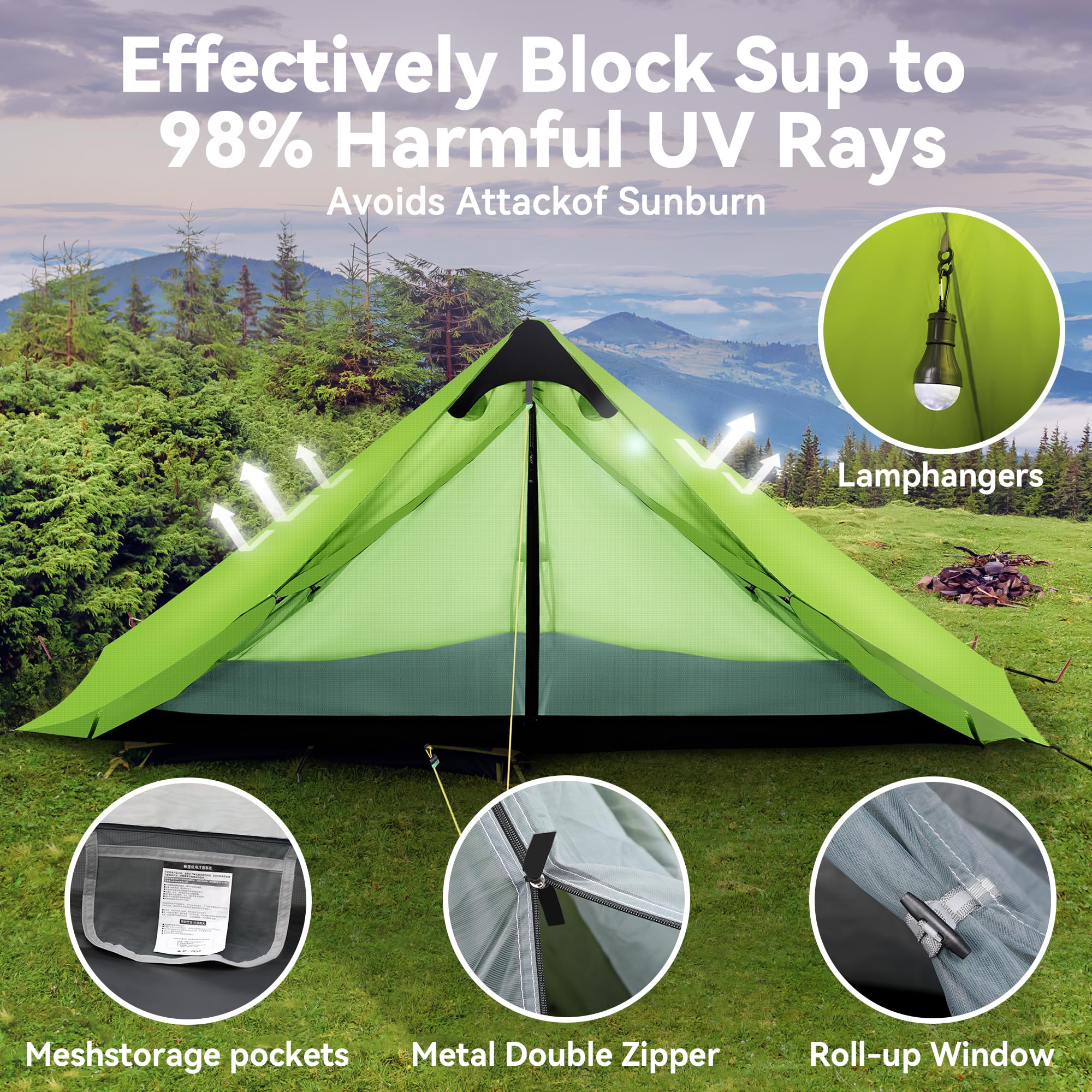 Fbsport Ultralight Tent 3-Season Backpacking Tent 1 Person Camping Tent, Outdoor Lightweight Lanshan Camping Tent Shelter For Ca