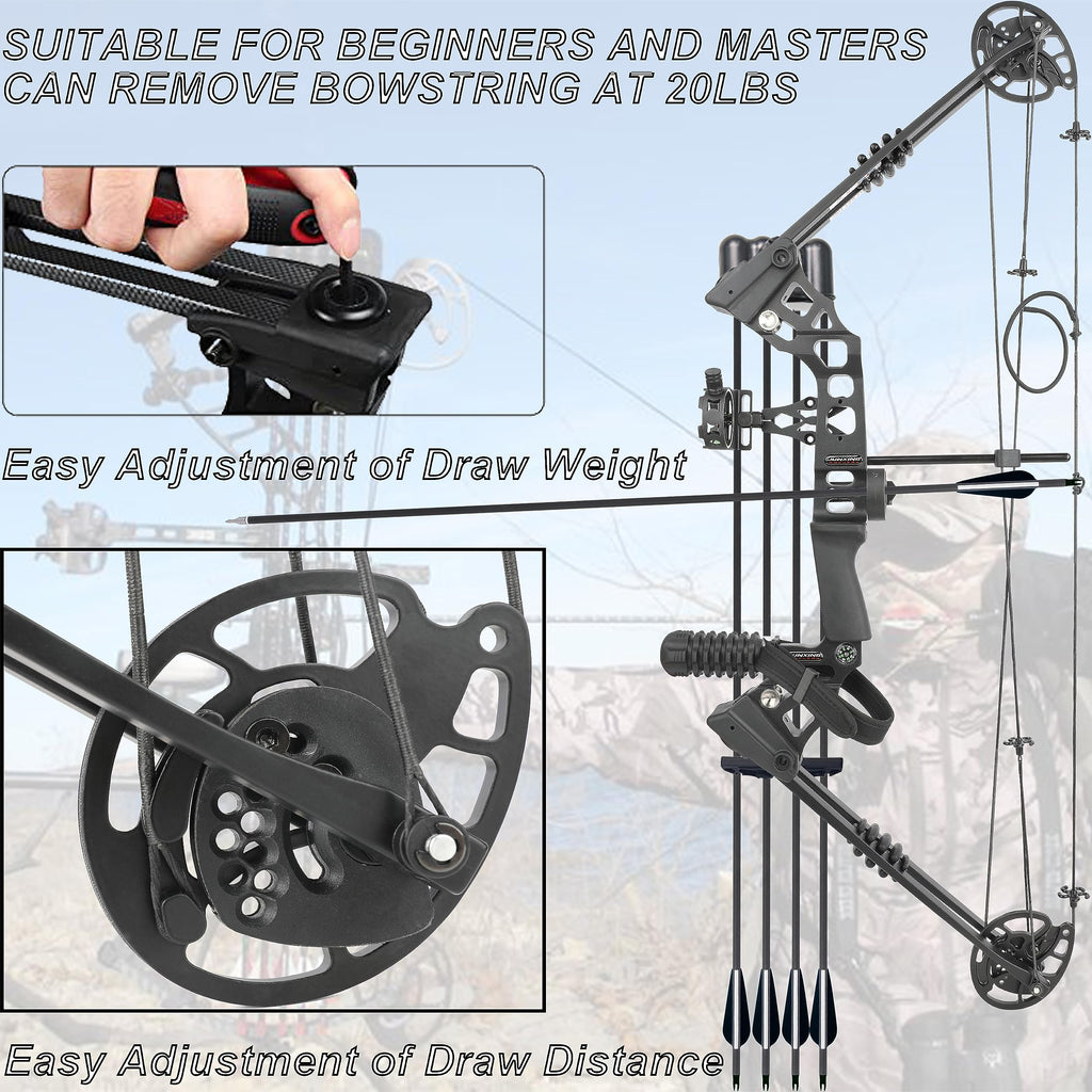Cenwty Archery Compound Bow Set 20-70 Lbs, Draw Length 24''-30'', Up To Ibo 320 Fps, Hunting Compound Bow With All Accessories F