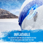 Franklin Sports Arctic Trails Single Person Inflatable Snow Sled - Heavy Duty Snow Tube For Kids - Long Lasting Fun - Blue/White