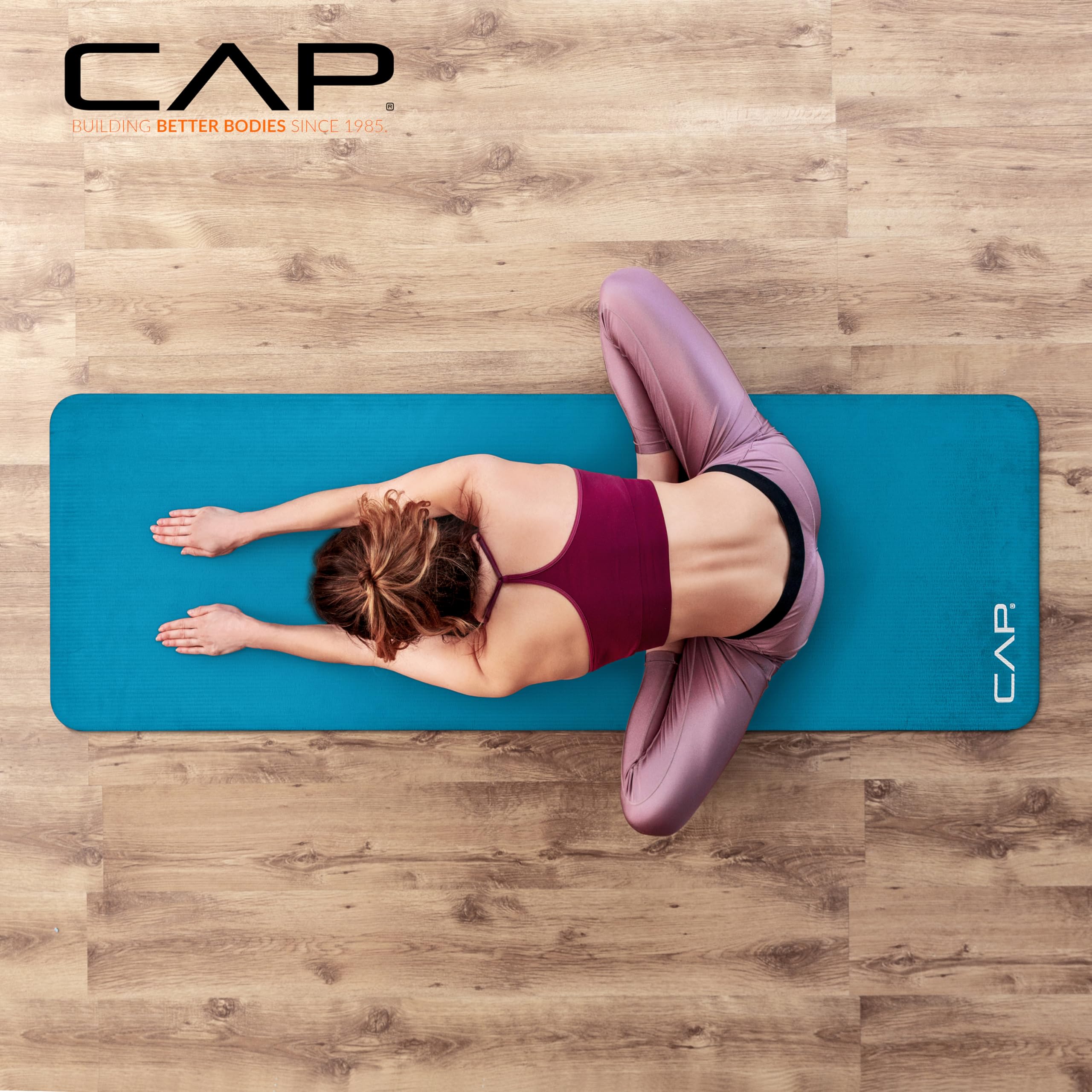 Cap High Density Exercise Mat With Strap, 74''X24''X1'' - Teal
