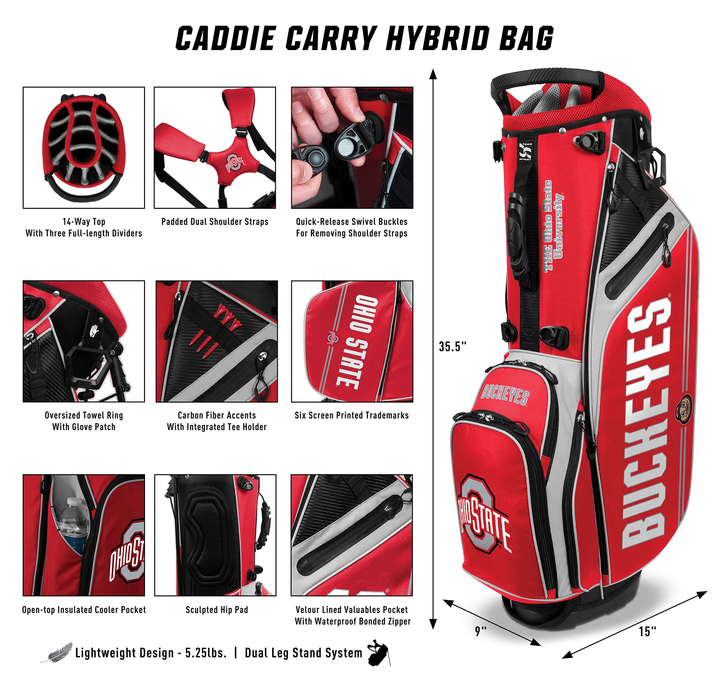 Arizona Wildcats Caddie Carry Hybrid Golf Bag