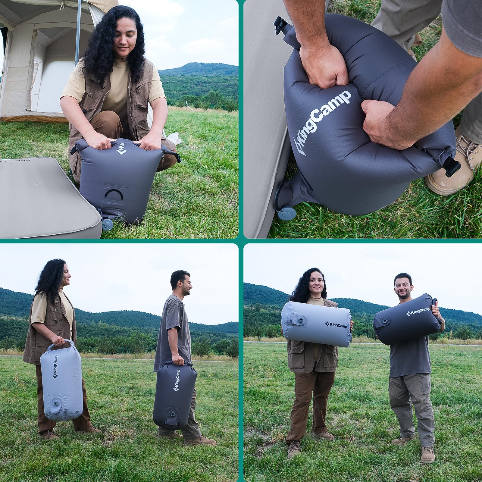 Kingcamp Air Pump Sack, Roll Top Compression Pump Bag For Inflation Sleeping Mats, Ultralight Pump Sack For Camping Foam Sleepin