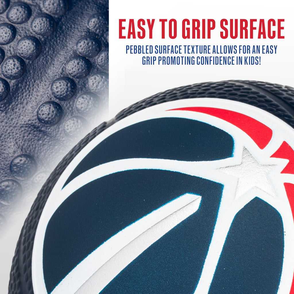 Franklin Sports Nba Washington Wizards Mini Foam Basketball - Kids 5.5'' Inch Toy Basketball For Over The Door + Mini Indoor Hoo
