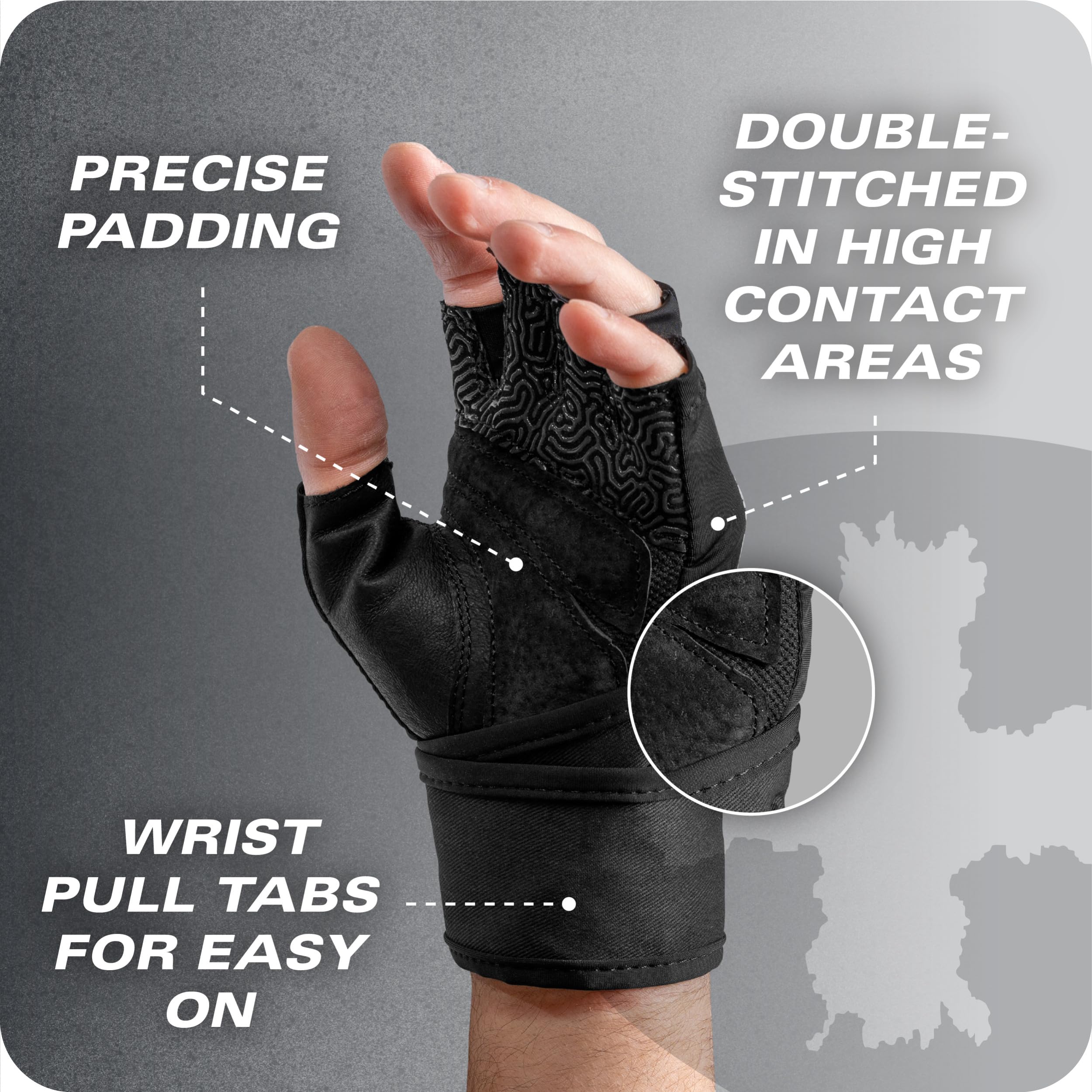 Harbinger Pro Wristwrap Gloves 3.0 - Enhanced Grip, Superior Wrist Support, Breathable 4-Way Stretch Lycra, Durable Leather Palm