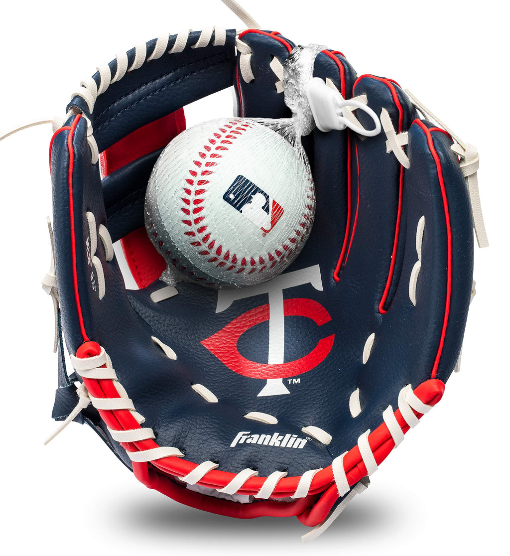 Franklin Sports Mlb Youth Teeball Glove And Ball Set - Kids Minnesota Twins Baseball And Teeball Glove And Ball - Perfect First