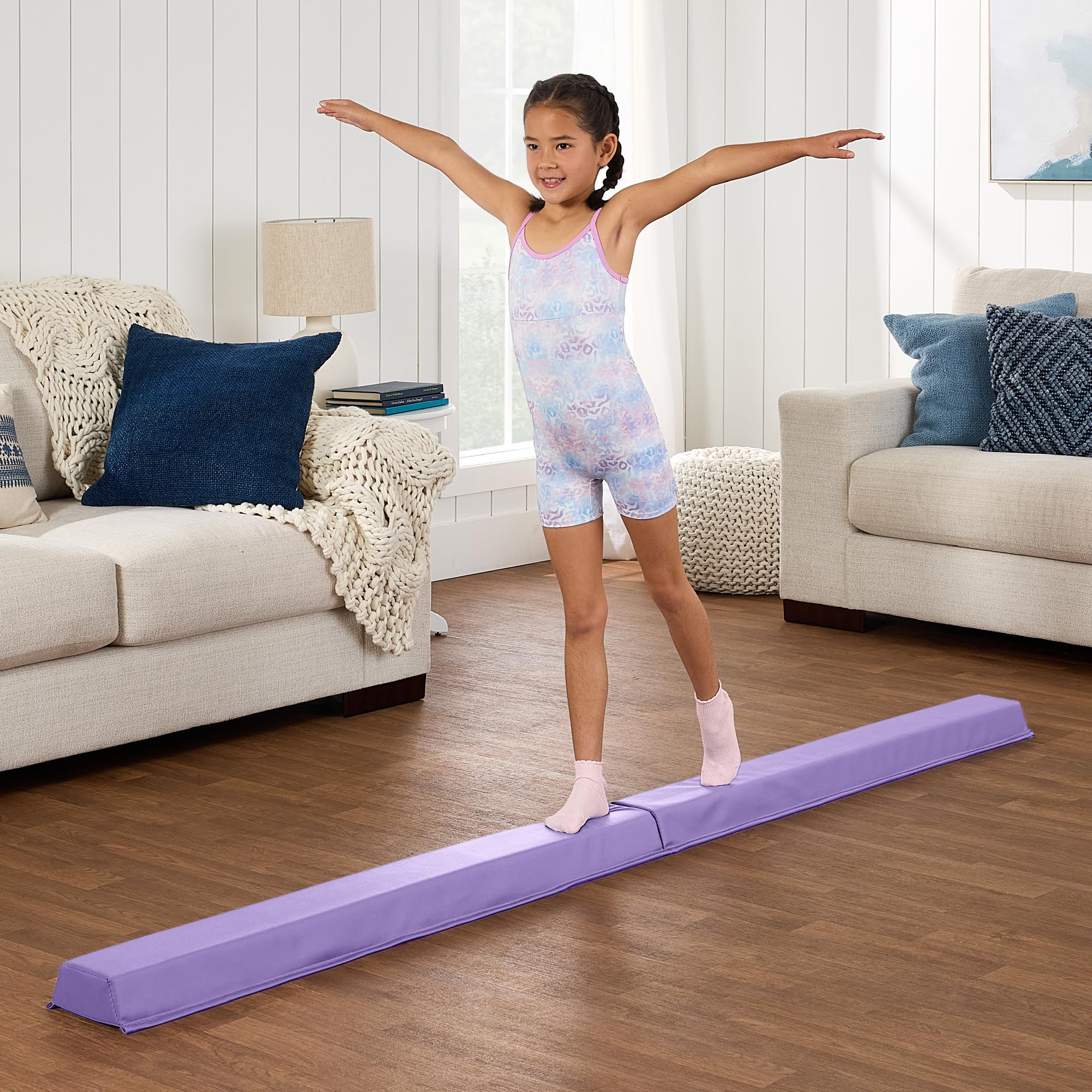 Best Choice Products 8Ft Folding Floor Balance Beam 2-Panel For Gymnastics Practice, Exercise - Purple