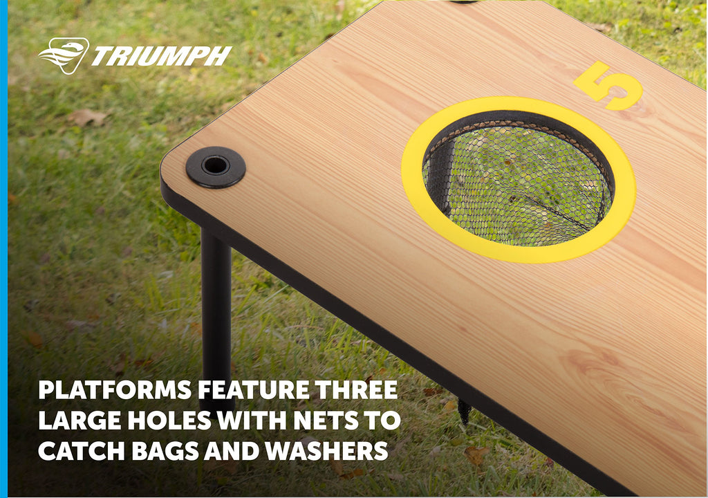 Triumph Sports 2-In-1 Bag Toss/ Washer Toss Combo - Includes 2 Game Platforms, 6 Toss Bags, 6 Washers, Medium