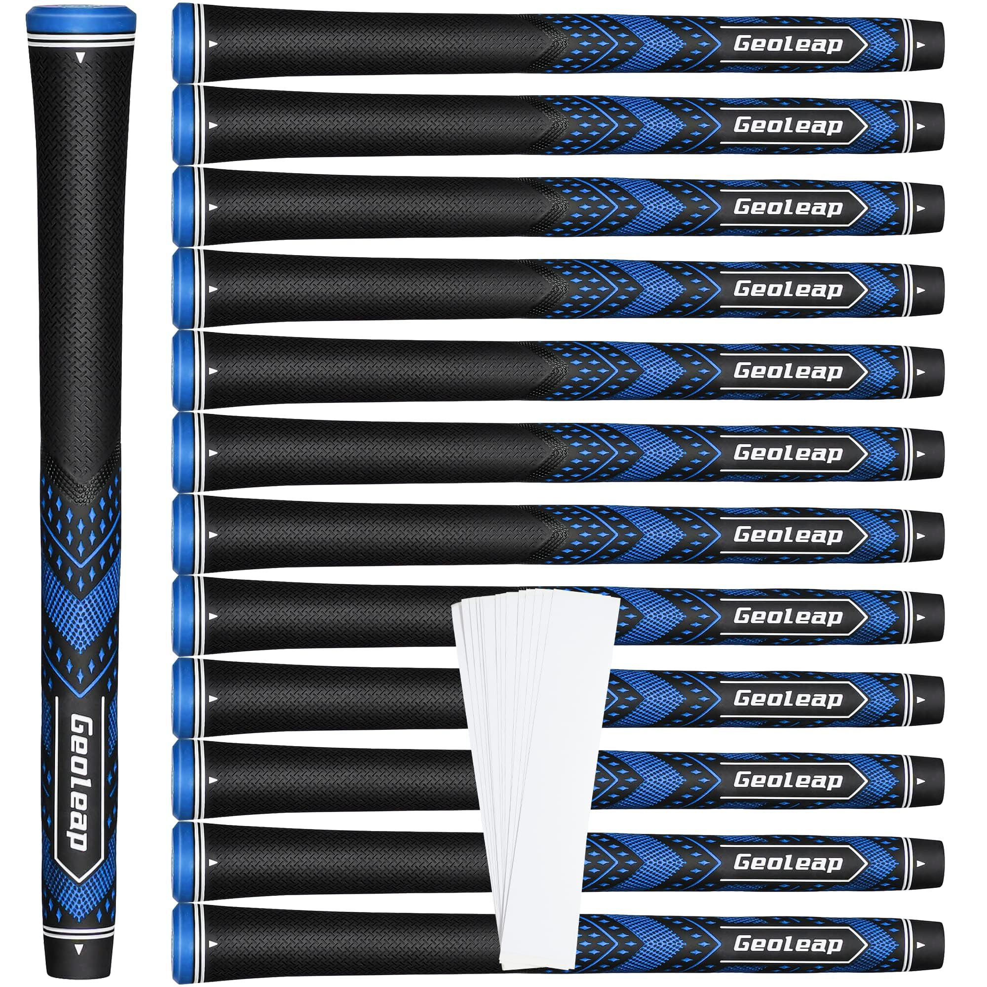 Geoleap Golf Grips Set of 13- Soft Reduce Taper Design Provides High Traction and Performance,13 Golf Club Grips with 15 Tapes o
