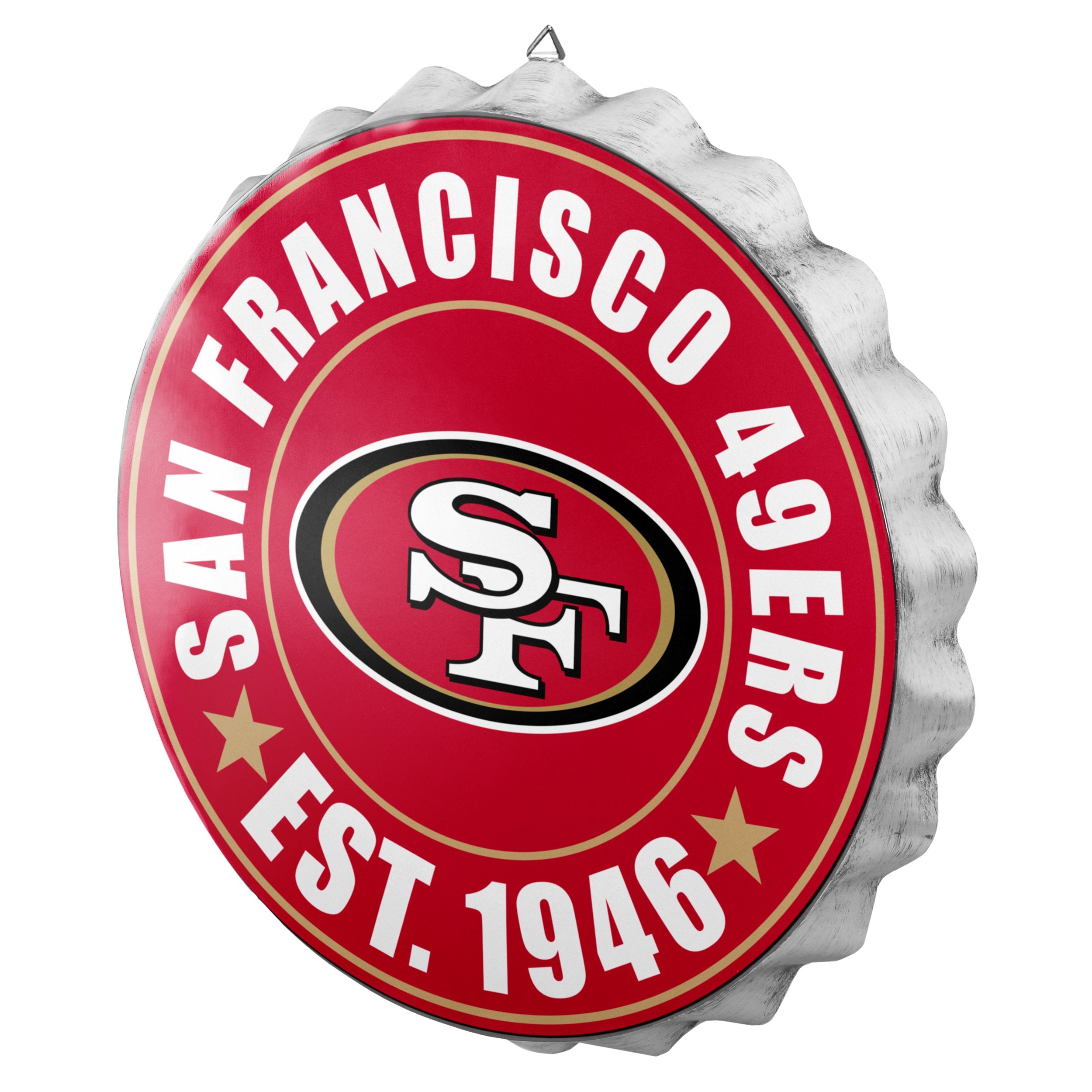 FOCO San Francisco 49ers NFL Team Logo Metal Hanging Wall Bottle Cap Sign - One Size - Red - Rectangular - Wall Mount - DECORATI