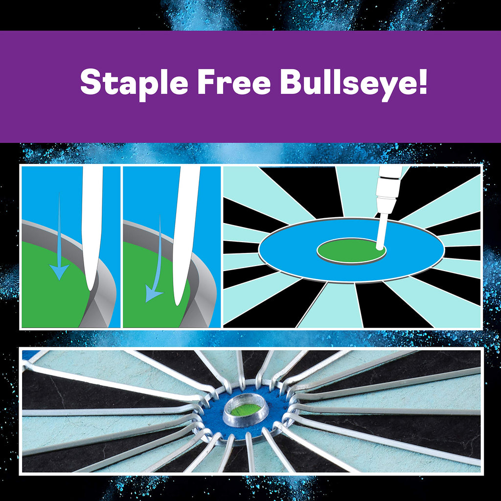 Viper Chroma Tournament Bristle Steel Tip Dartboard Set With Staple-Free Bullseye, Galvanized Metal Triangular Spider Wire For R