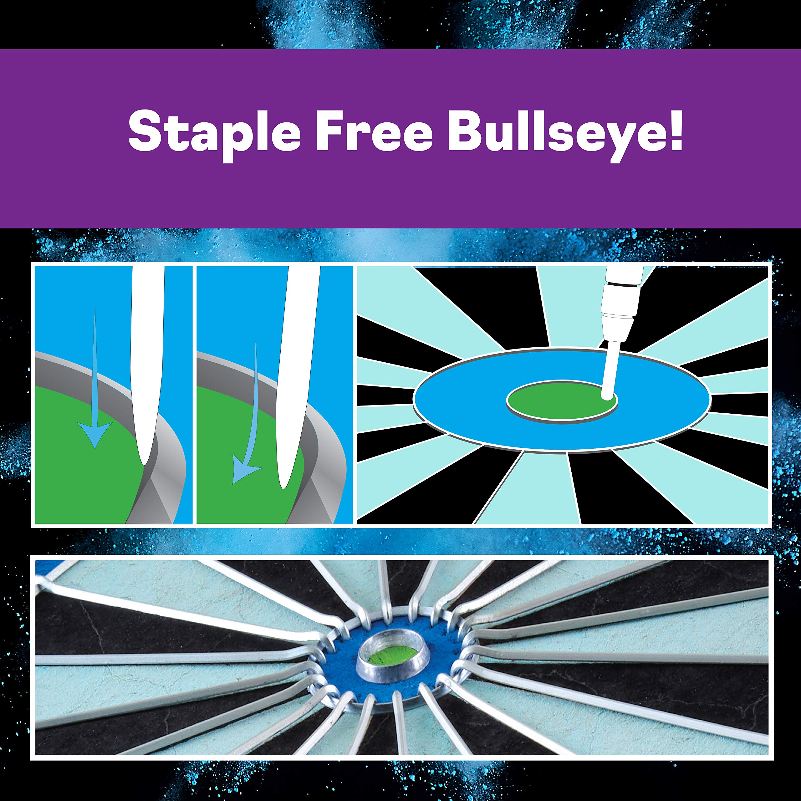Viper Chroma Tournament Bristle Steel Tip Dartboard Set With Staple-Free Bullseye, Galvanized Metal Triangular Spider Wire For R