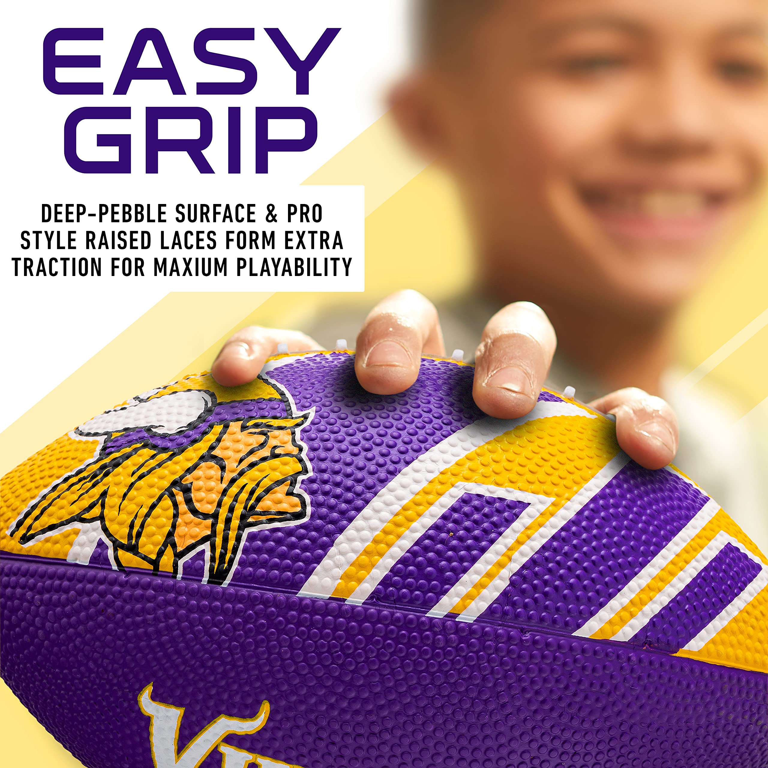 Franklin Sports Nfl Minnesota Vikings Football - Youth Football - Mini 8.5'' Rubber Ball - Perfect For Kids - Team Logos And Col