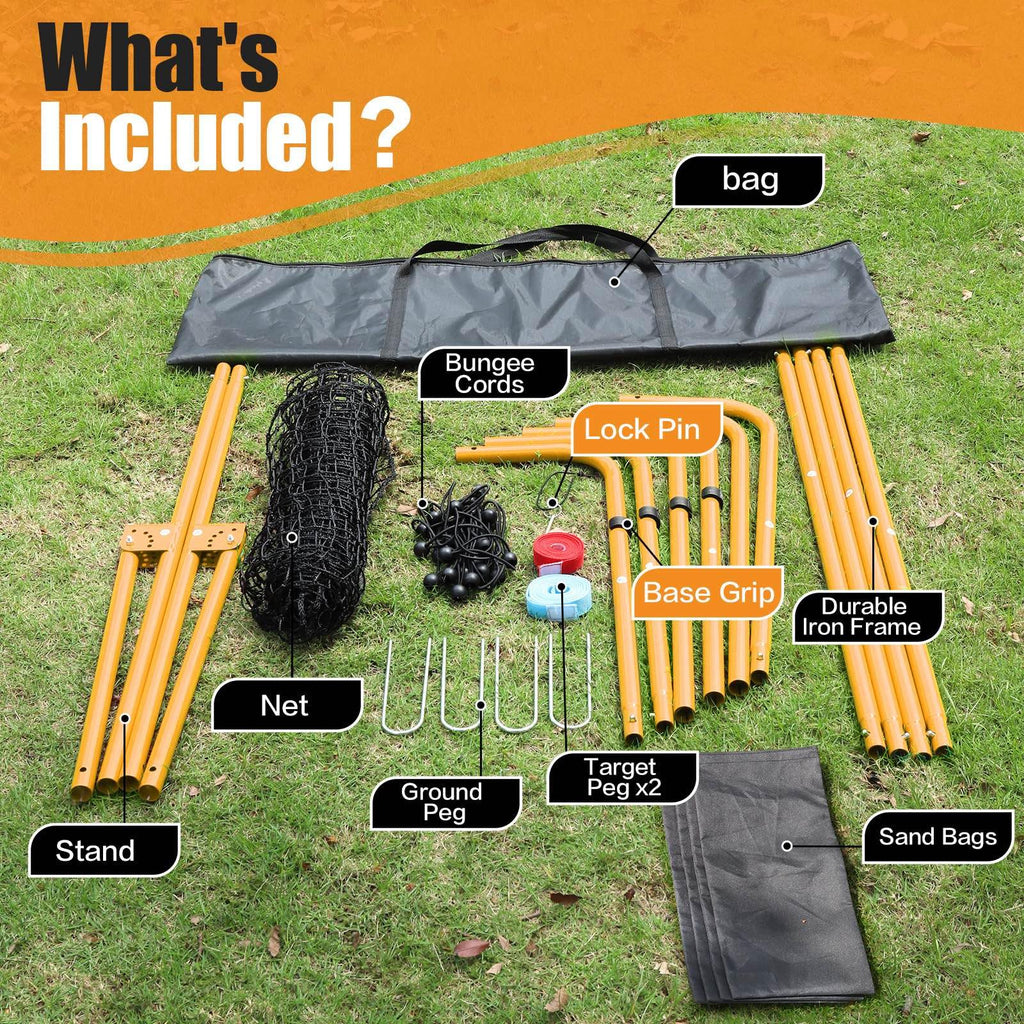 Volleyball Rebounder Net 7x4 Ft with 2 Target Stripes, 5-Angle Adjustable Rebounder Net for Practicing Digging, Setting, Spiking