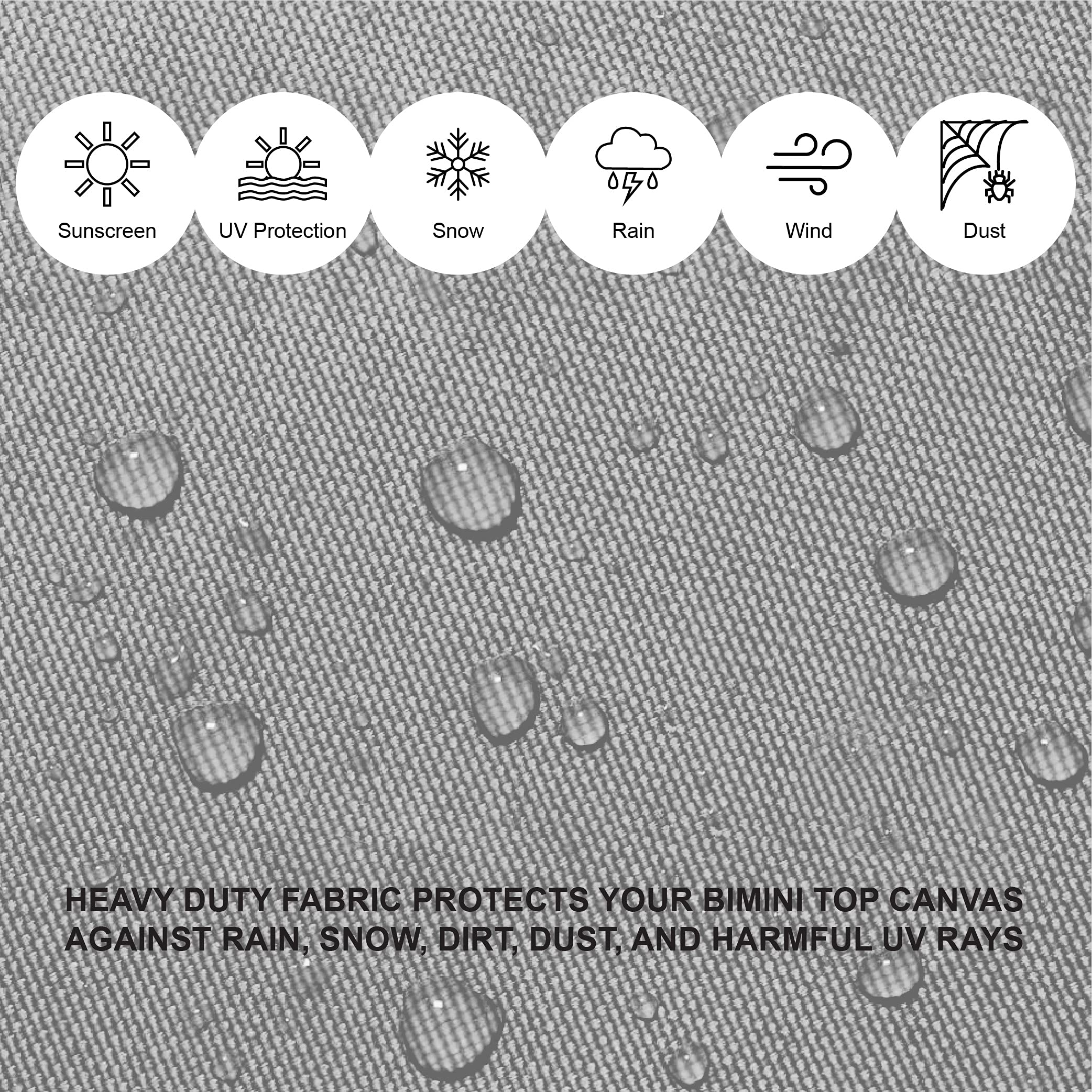 Savvycraft Bimini Top Storage Boot 97''-103'' Width Grey Color, Waterproof Uv Protection Bimini Top Replacement Boot, Fit Round