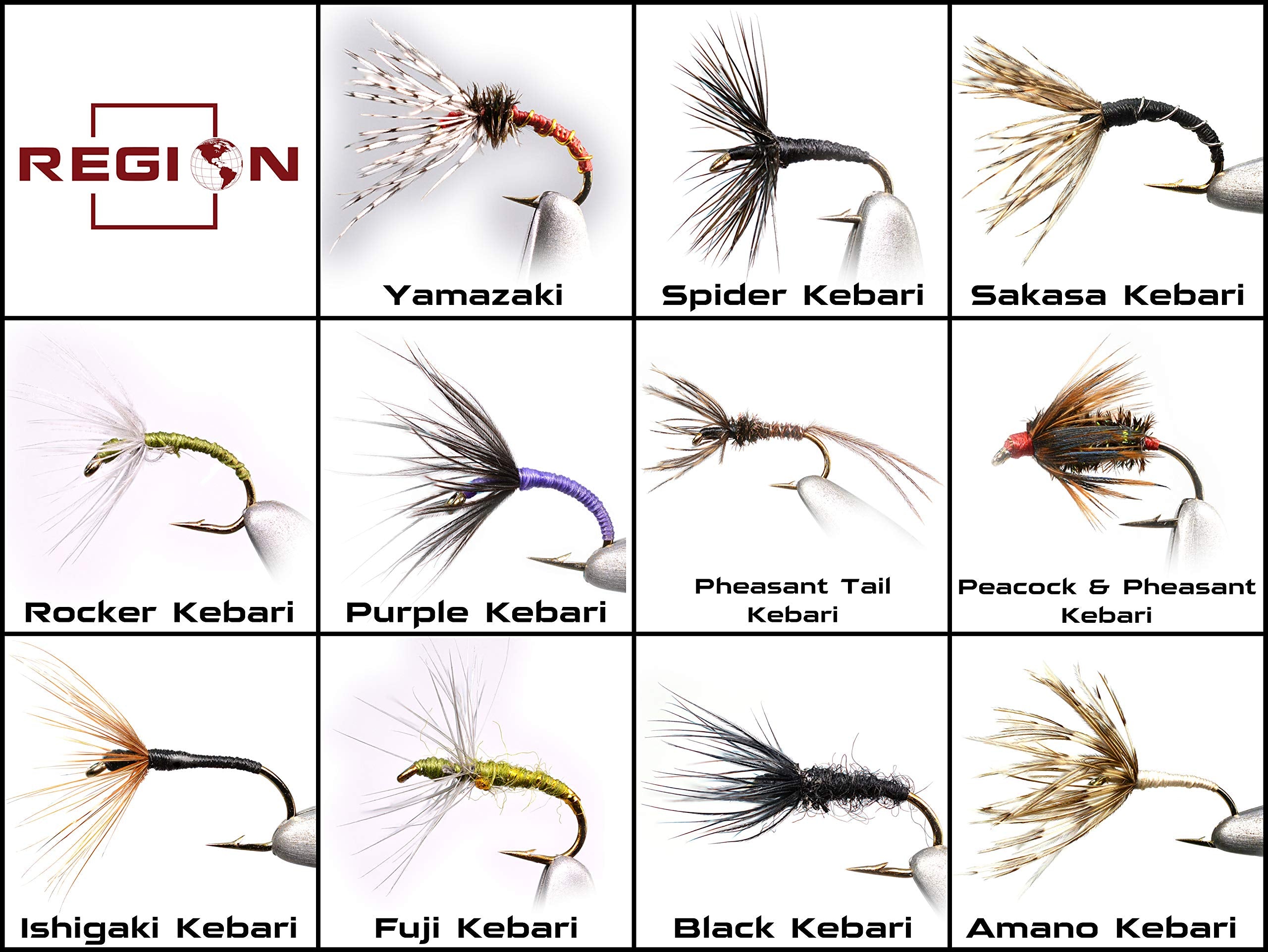Tenkara Fishing Flies Various Kebari Styles And Hook Sizes - Pack Of 6 (Peacock And Pheasant Nymph Hook #12)