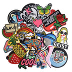 Jcarp 42Pcs Random Assorted Embroidered Iron On Patches, Cute Sewing Applique For Jackets, Hats, Backpacks, Jeans, Diy Accessori