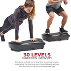 Sunny Health & Fitness 4D Vibration Plate for Lymphatic Drainage - Curved Vibrating Machine with 7 Modes & 30 Speeds | Whole Bod