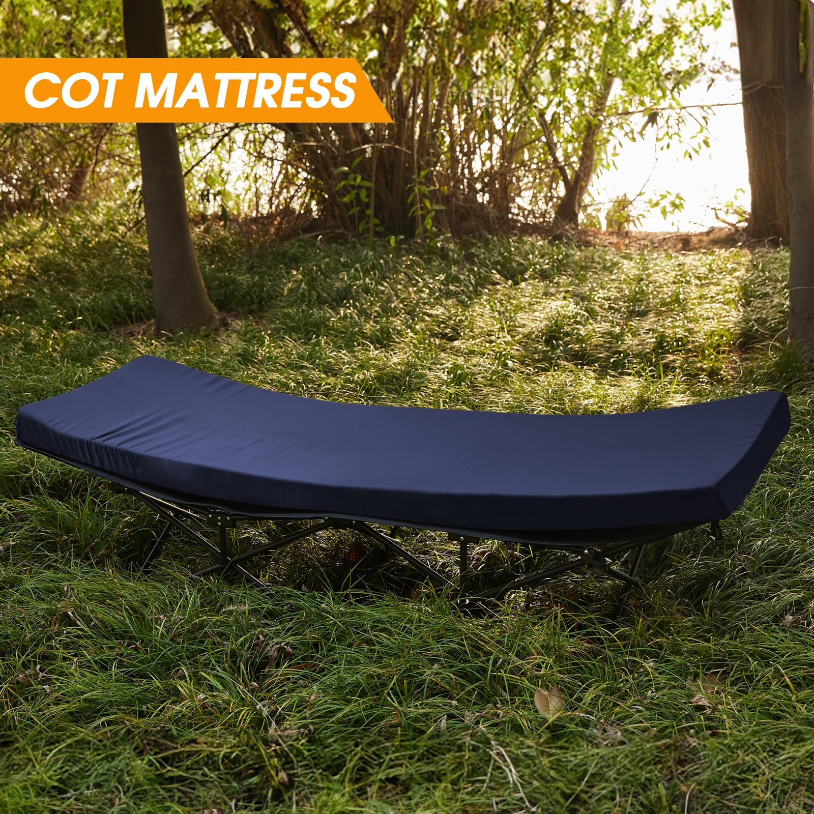 Cymula Camping Cot Mattress 2In Memory Foam Sleeping Pad,Soft Warm Non-Slip Camping Mattress Topper With Retaining For Adults,Po