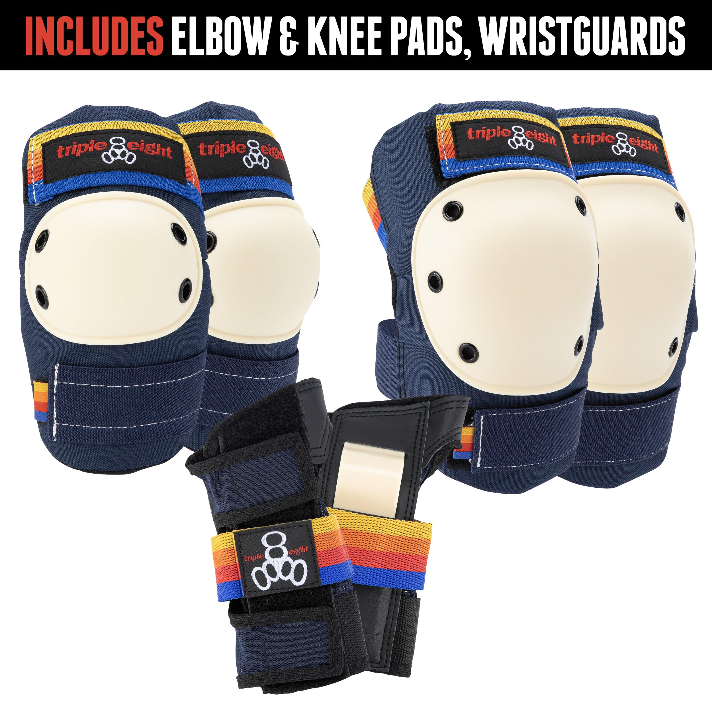 Triple Eight Saver Series 3-Pack Pad Set- Ideal for Skateboarding, in-line Skating, Roller Skating, and Biking