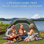 Campros Cp 4 Person Tent, Dome Tents For Camping With Rainfly, Waterproof Camping Tent Easy Set Up, Portable Family Tent With La