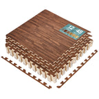 Sorbus 48Sq. Ft. Wood Grain Floor Tiles Foam Mat Eva Interlocking Mats Tile 3/8-Inch Thick Flooring Wood Puzzle Exercise Mats W/