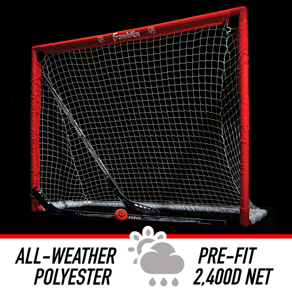 Franklin Sports Nhl Youth Street Hockey Set - (2) Kids Junior Hockey Sticks, Pvc Goal + Roller Hockey Ball Included - Indoor + O
