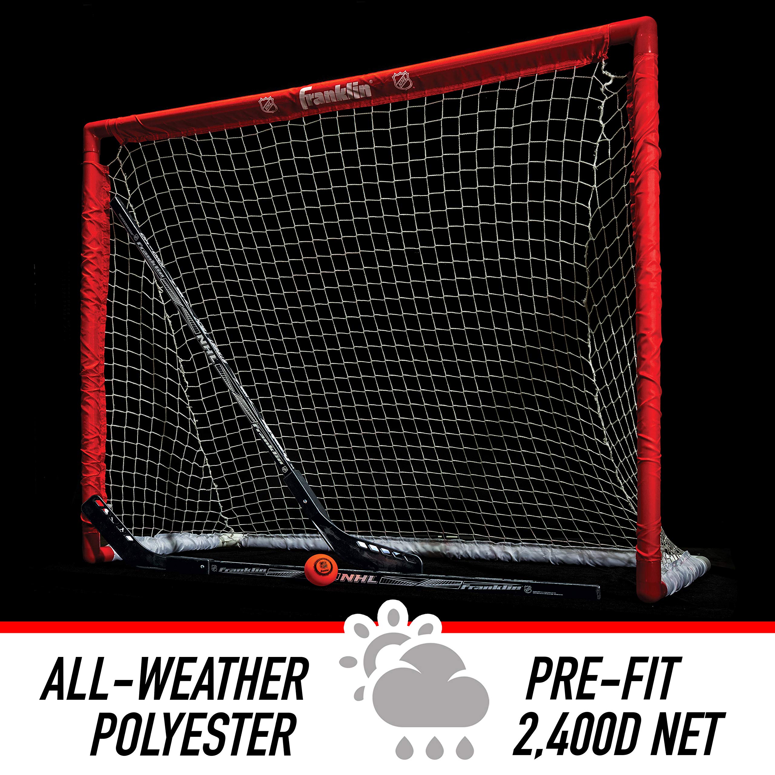 Franklin Sports Nhl Youth Street Hockey Set - (2) Kids Junior Hockey Sticks, Pvc Goal + Roller Hockey Ball Included - Indoor + O