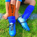 Malaga Soccer Shin Guard with Adjustable Straps-Orange/Black - Vizari Sports