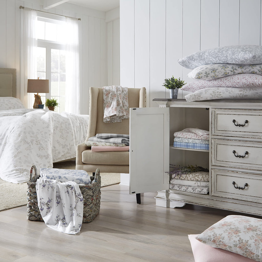 Laura Ashley Home - Flannel Collection - Sheet Set - 100 Cotton, Ultra-Soft Brushed Flannel, Pre-Shrunk  Anti-Pill, Machine Wash