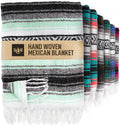 Authentic Extra Large Mexican Blanket (71x47) - Handwoven Yoga Blanket, Serape Blanket - Artisanal Falsa Blanket, Beach Blanket,