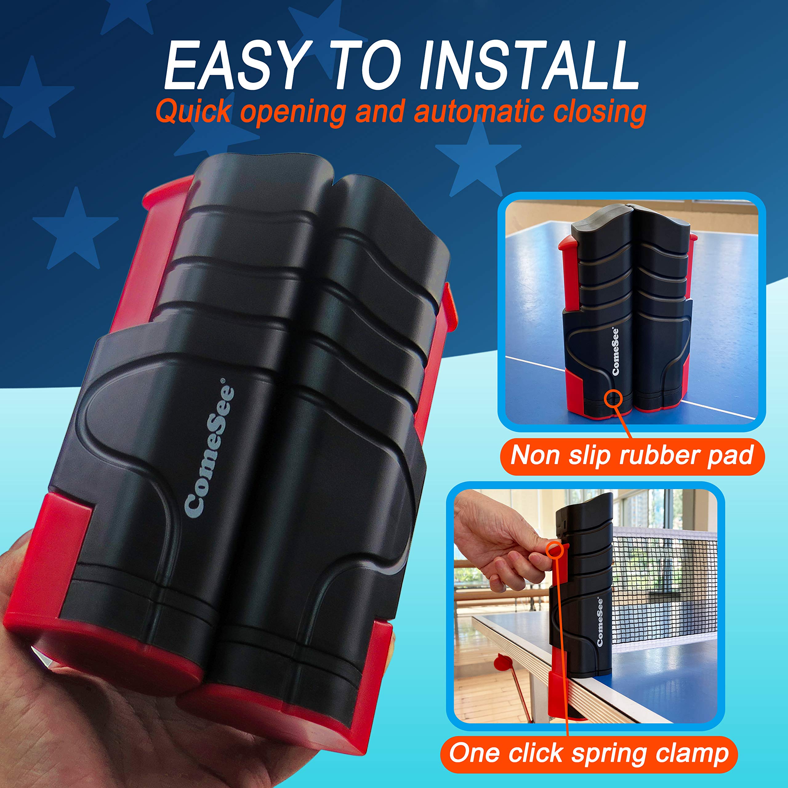 Comesee Retractable Ping Pong Net For Any Table, Table Tennis Nets And Posts Equipment For Replacement (Black)