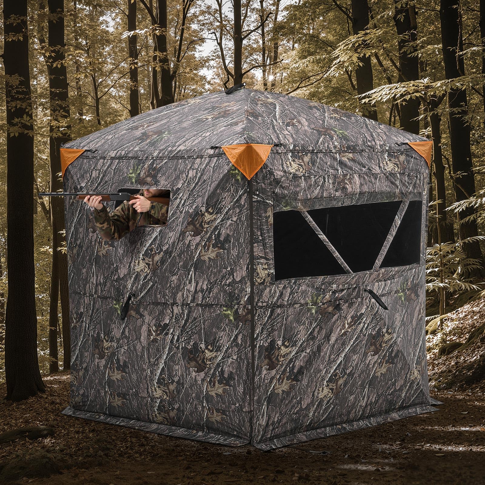 Vevor Hunting Blind, 6-7 Person Ground Blinds With Carrying Bag, Portable Camouflage Tent, Reinforced Durable Concealed Shelter