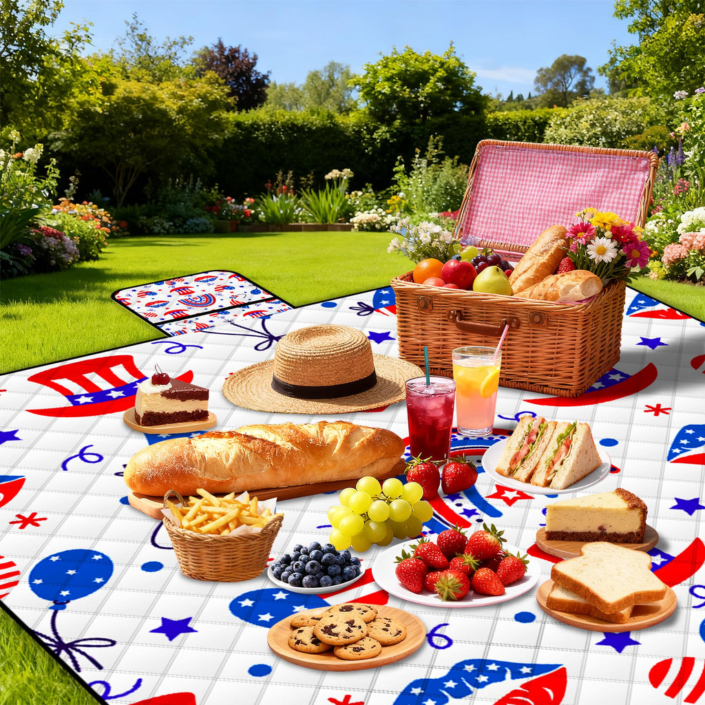 Extra Large Picnic Blanket Waterproof,80X 80Foldable Machine Washable Beach Blanket,Outdoor Blanket For 6-8 Adults,Suitable For