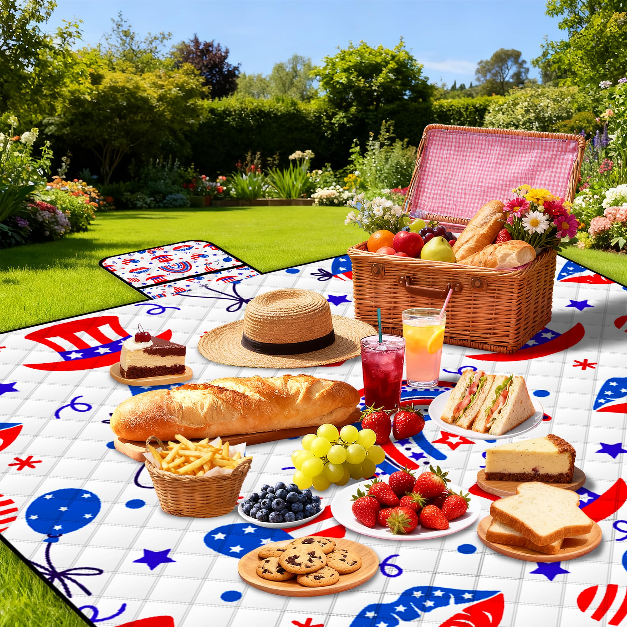 Extra Large Picnic Blanket Waterproof,80X 80Foldable Machine Washable Beach Blanket,Outdoor Blanket For 6-8 Adults,Suitable For