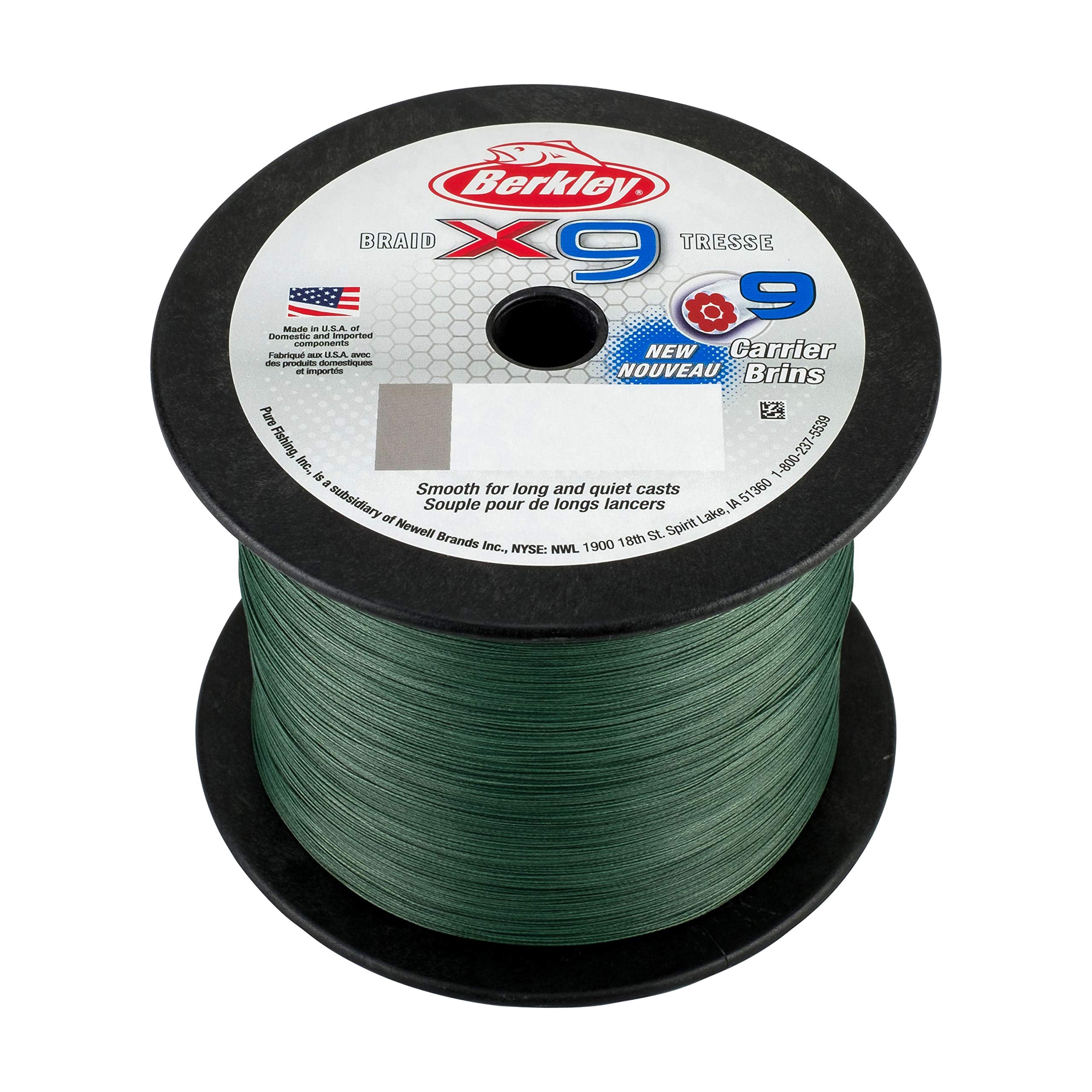 Berkley X9 Braid Superline, Low-Vis Green, 65Lb Test | 80 Lbc | 36.3Kg, 2188Yd | 2000M Fishing Line, Suitable For Freshwater And