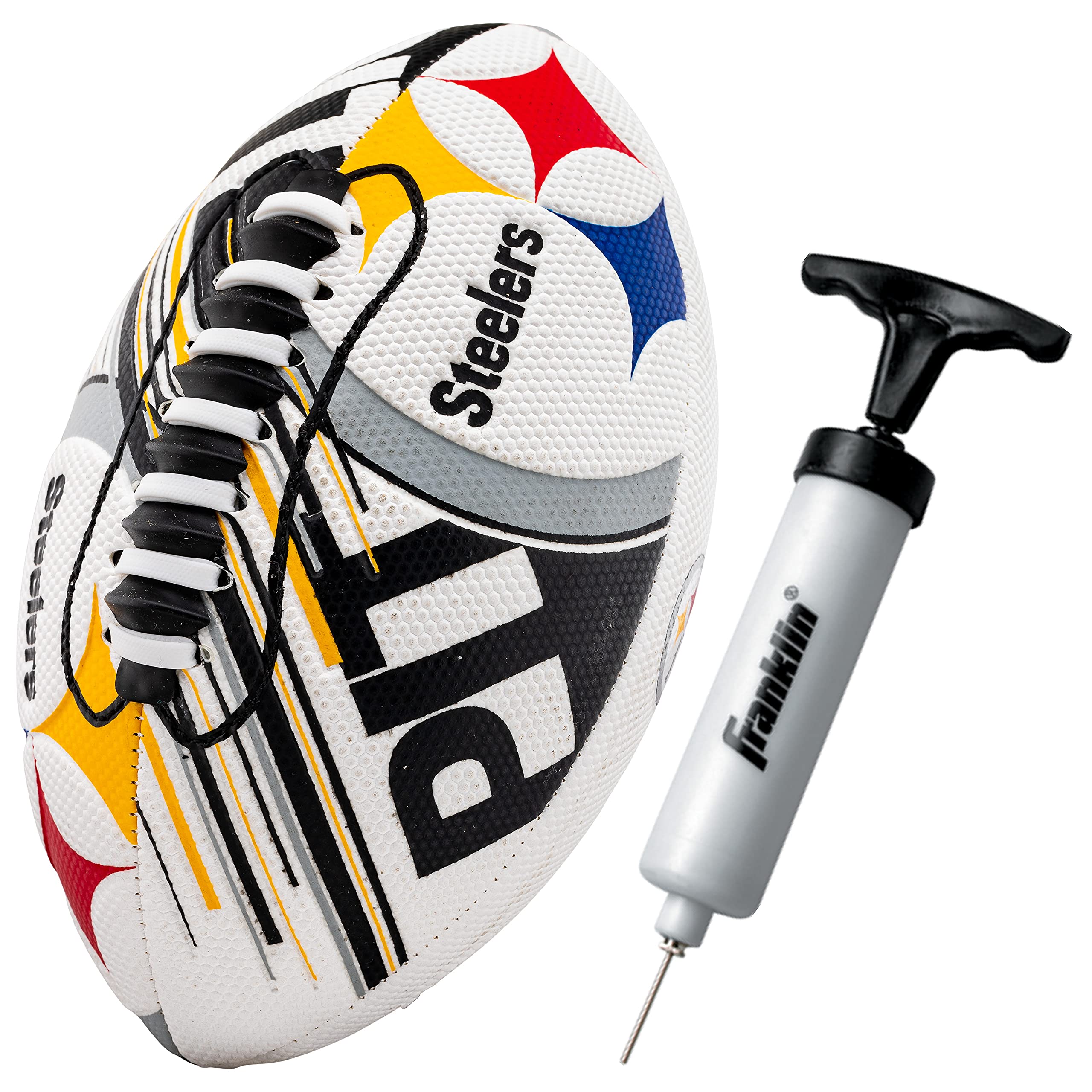 Franklin Sports Nfl Pittsburgh Steelers Football - Youth Mini Football - 8.5'' Junior Size Ball - Spacelace Easy Grip Texture- P