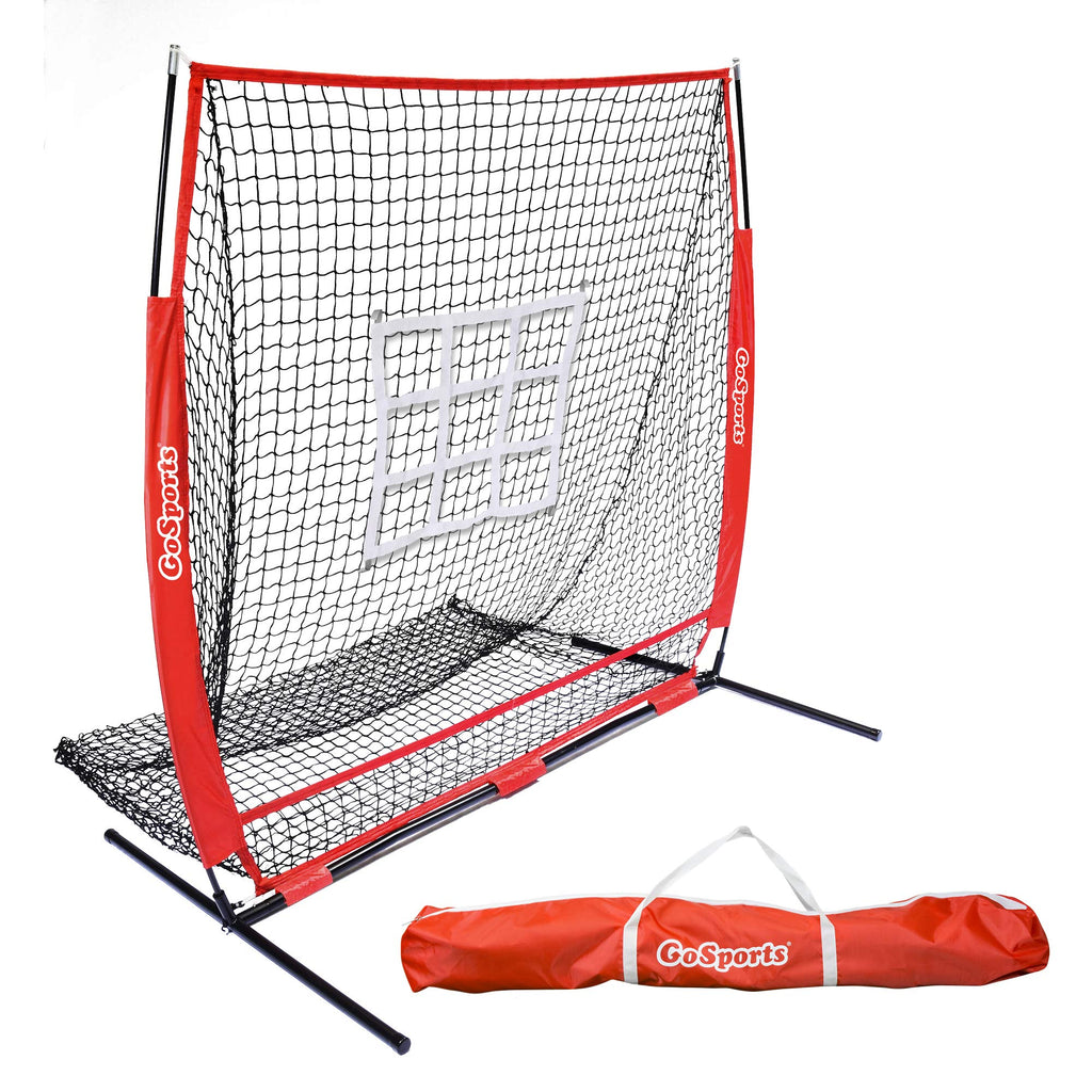 Gosports 5 Ft X 5 Ft Baseball & Softball Practice Hitting & Pitching Net With Bow Type Frame, Carry Bag And Strike Zone, Great F