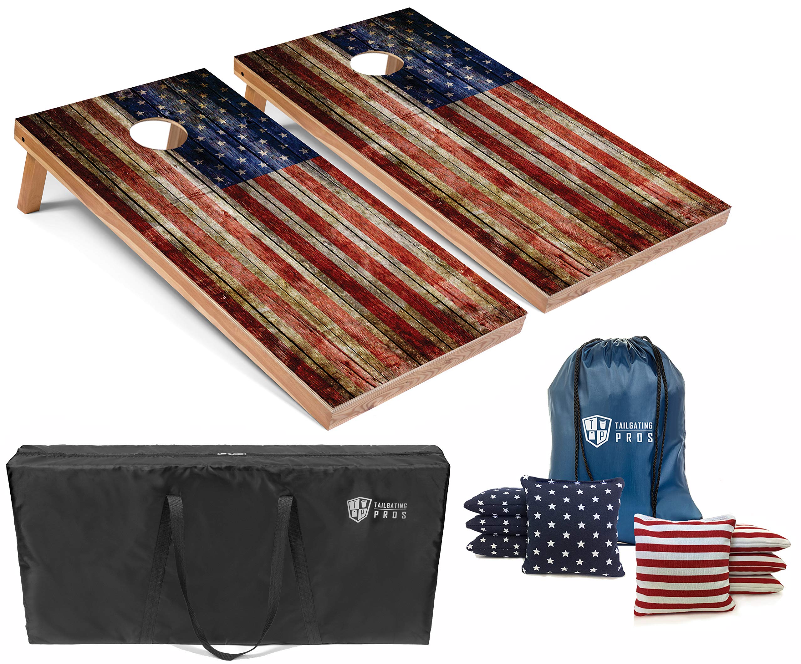 Tailgating Pros Cornhole Boards - 4'X2' Lightweight Cornhole Game- Includes Carrying Case, Set Of 8 Corn Hole Bags & Tote