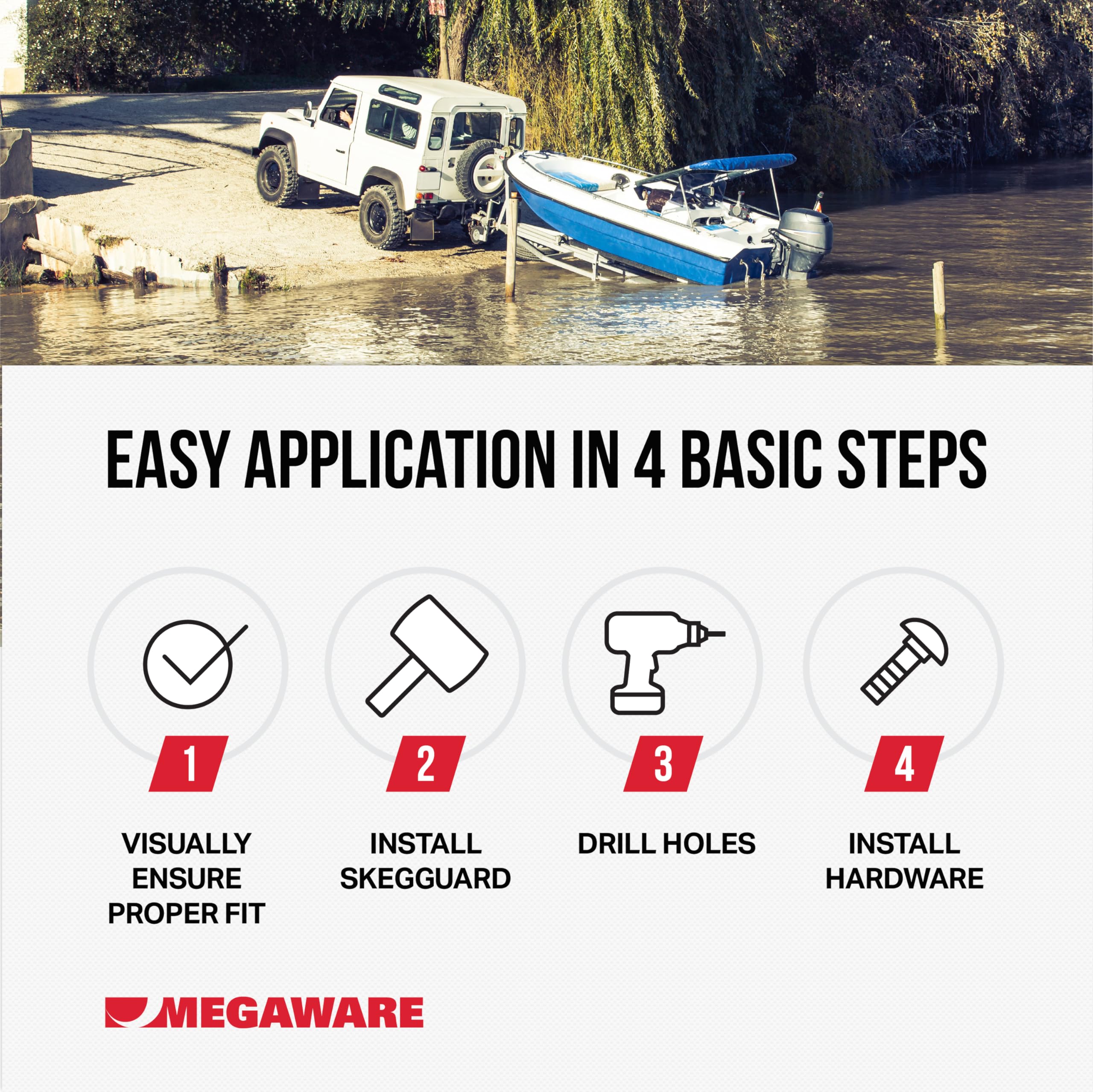 Megaware Keelguard Skegguard 27221 Skeg Protector With Drain Hole - Protects Against Ramp Dragging - Easy To Install- Fits Volvo